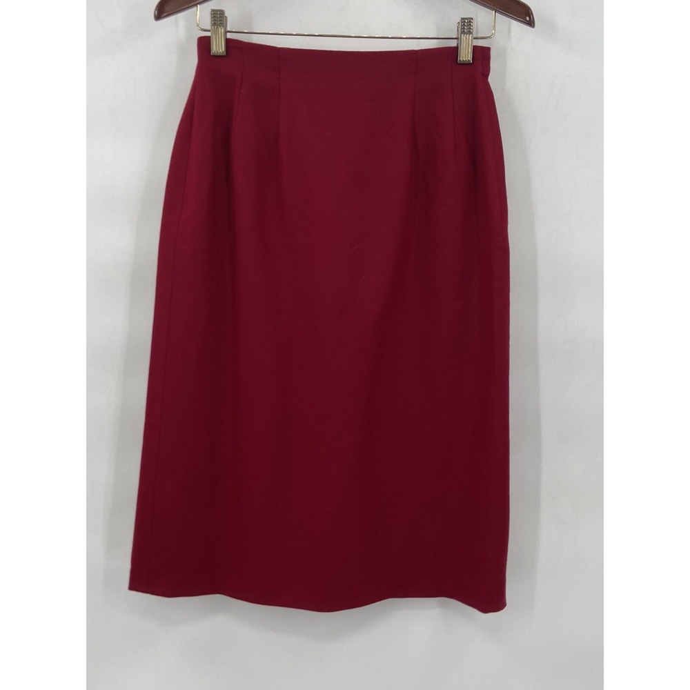 VTG Pendleton Pencil Skirt Women's Petite Sz 8 100% Virgin Wool‎ Red Fully Lined